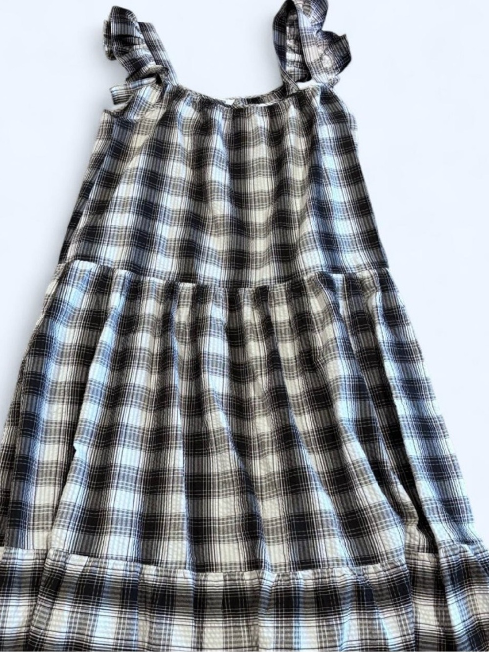 Plaid Maxi Sundress - Black and White